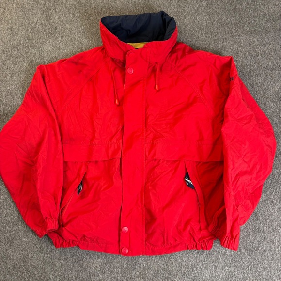 VTG Nautica Mens Red Windbreaker L Large Sailing Full Zip jacket Old Money Yacht - Picture 2 of 16